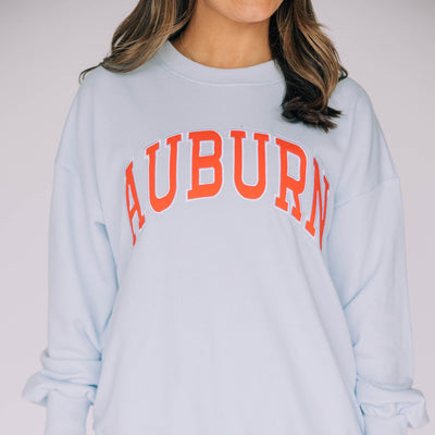 The Ice Blue Mallory Crewneck | Auburn Applique Arch