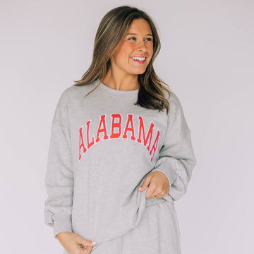 The Mallory Crewneck Alabama Applique | Light Grey
