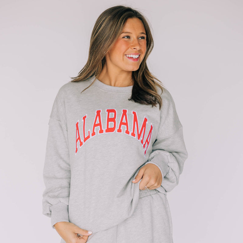 The Light Grey Mallory Crewneck | Alabama Applique Arch