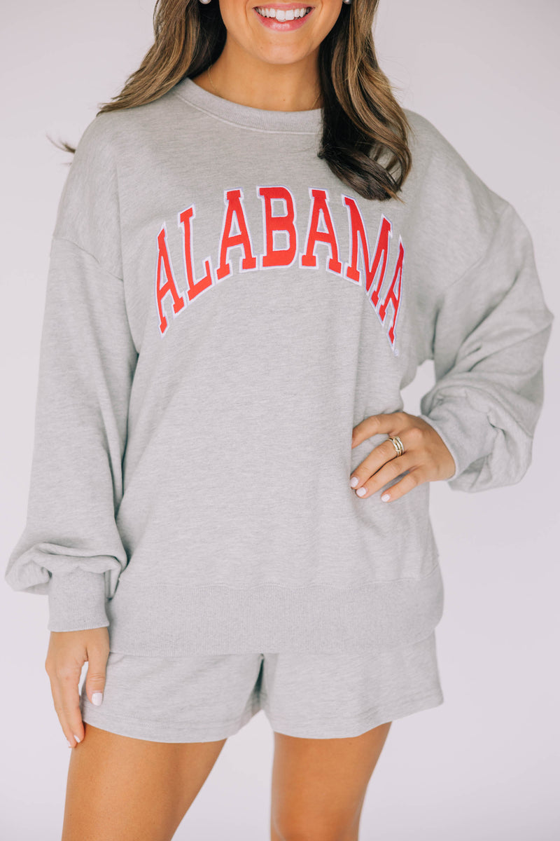 The Light Grey Mallory Crewneck | Alabama Applique Arch