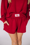 The Ava Airy Shorts Roll Tide Woven Label | Deep Red