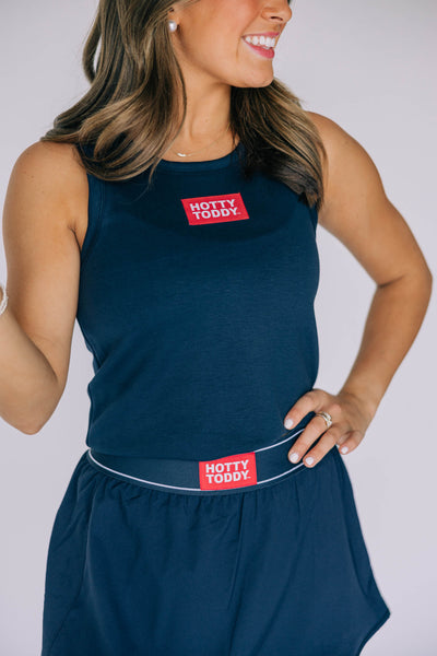 The Navy Ali Airy Tank | Hotty Toddy Woven Label