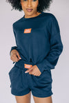 The Ava Airy Crewneck War Eagle Woven Label | Navy