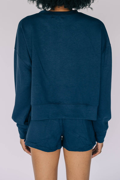 The Navy Ava Airy Crewneck | War Eagle Woven Label