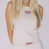 The Alli Airy Tank Hotty Toddy Woven Label | Bone