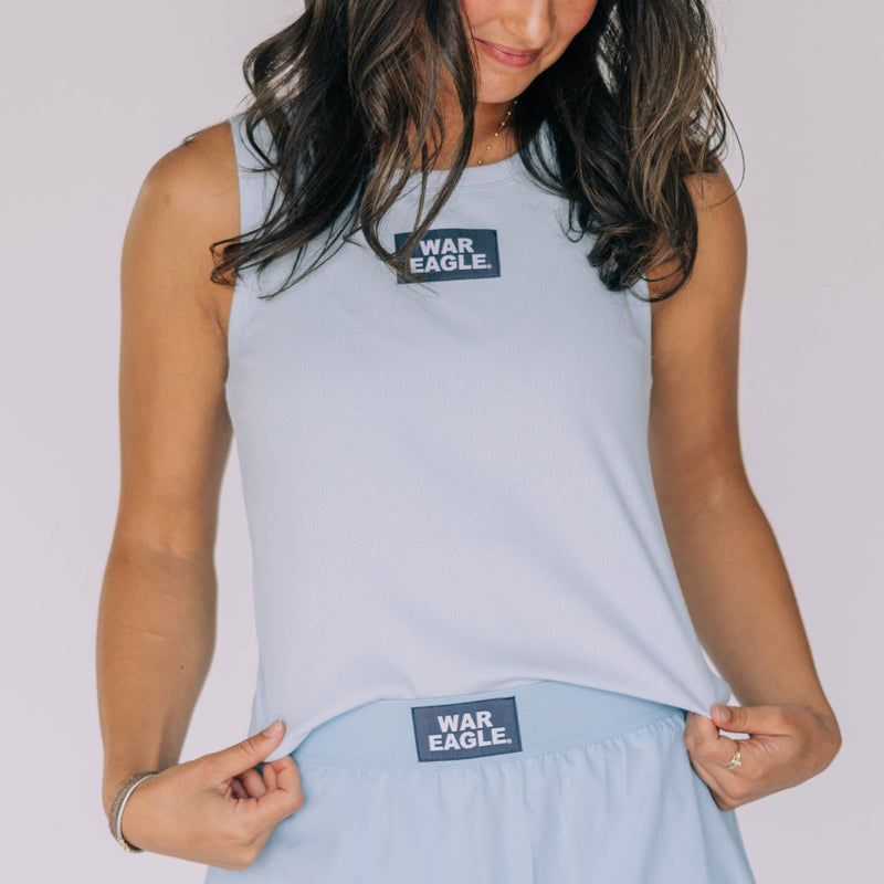 The Light Blue Alli Airy Tank | War Eagle Woven Label