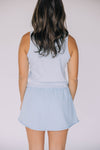 The Alli Ribbed Tank War Eagle Woven Label | Light Blue