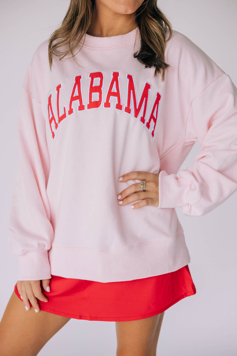 The Light Pink Mallory Crewneck | Alabama Applique Arch