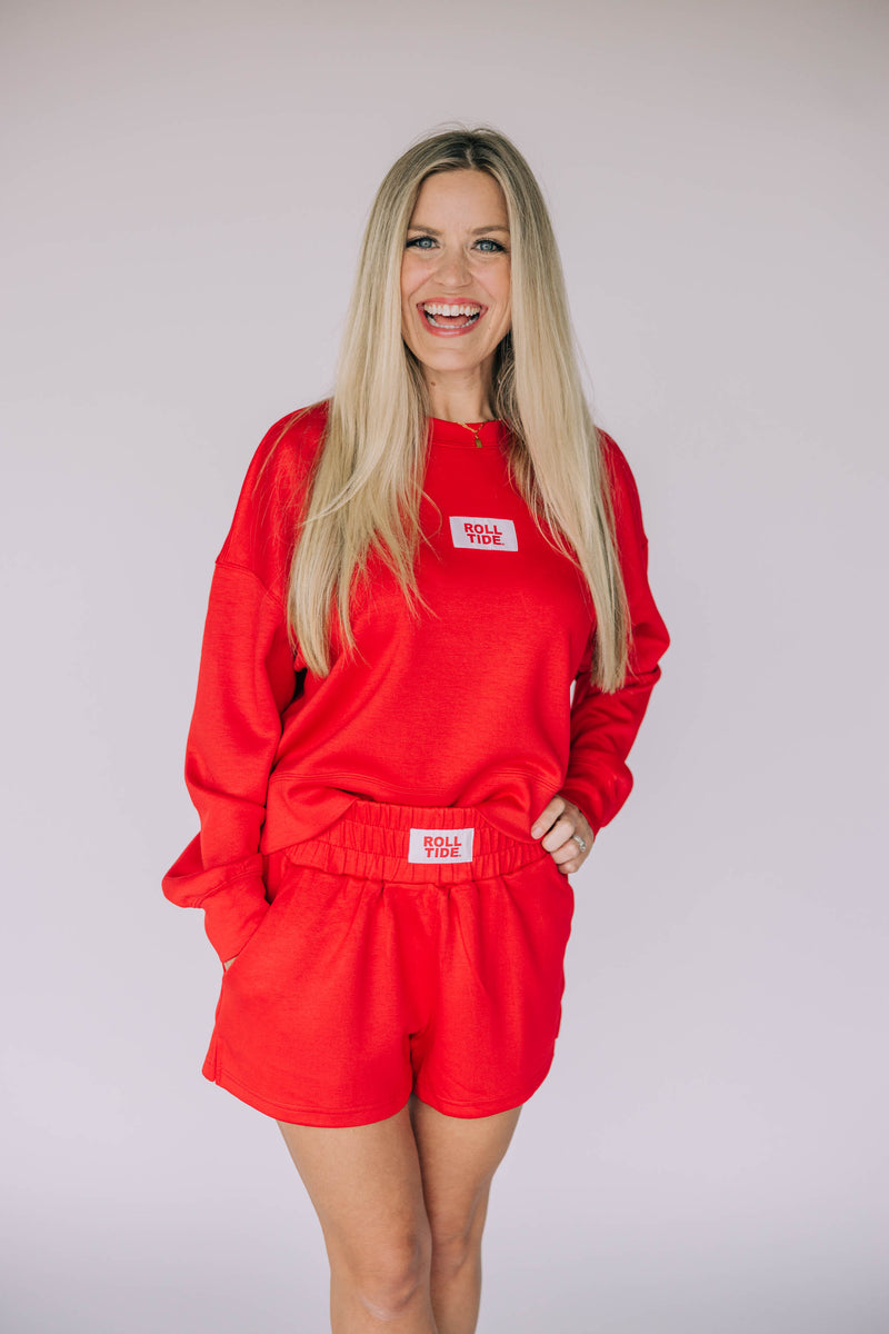 The Red Ava Airy Shorts | Roll Tide Woven Label