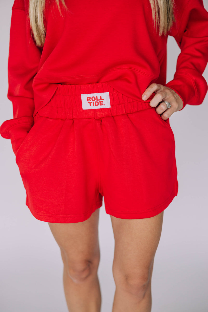The Red Ava Airy Shorts | Roll Tide Woven Label