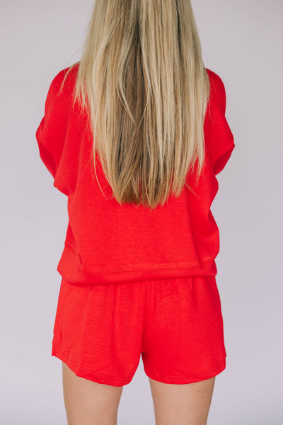The Red Ava Airy Crewneck | Hotty Toddy Woven Label