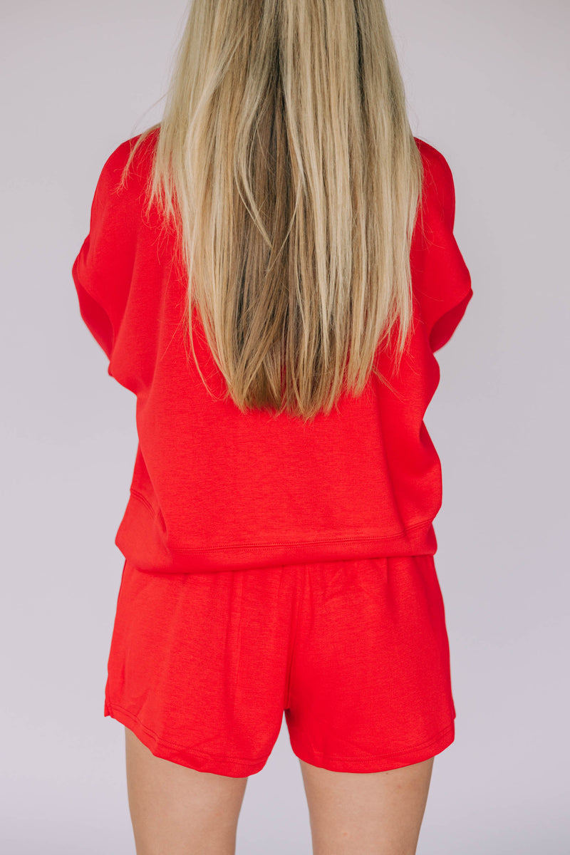 The Red Ava Airy Crewneck | Hotty Toddy Woven Label