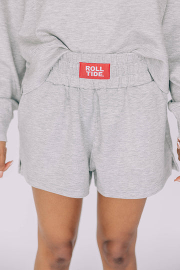The Ava Airy Shorts Roll Tide Woven Label | Heather Grey