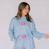 The Ava Airy Crewneck Hotty Toddy Woven Label | Light Blue