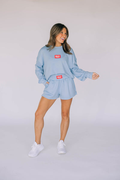 The Light Blue Ava Airy Crewneck | Hotty Toddy Woven Label