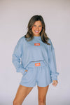 The Ava Airy Shorts War Eagle Woven Label | Light Blue