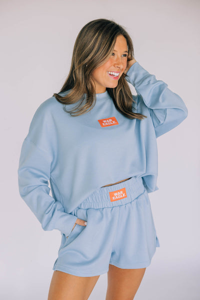 The Light Blue Ava Airy Crewneck | War Eagle Woven Label