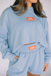 The Ava Airy Crewneck War Eagle Woven Label | Light Blue