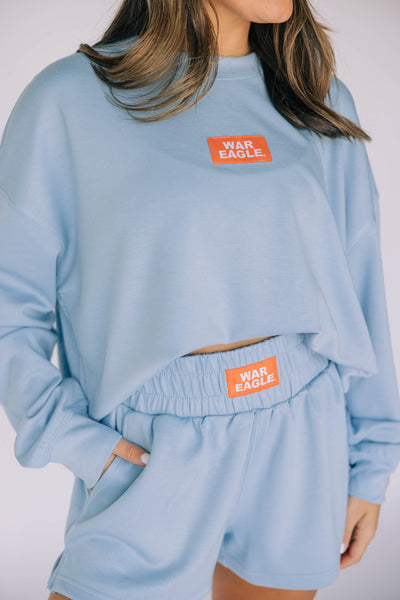 The Light Blue Ava Airy Crewneck | War Eagle Woven Label