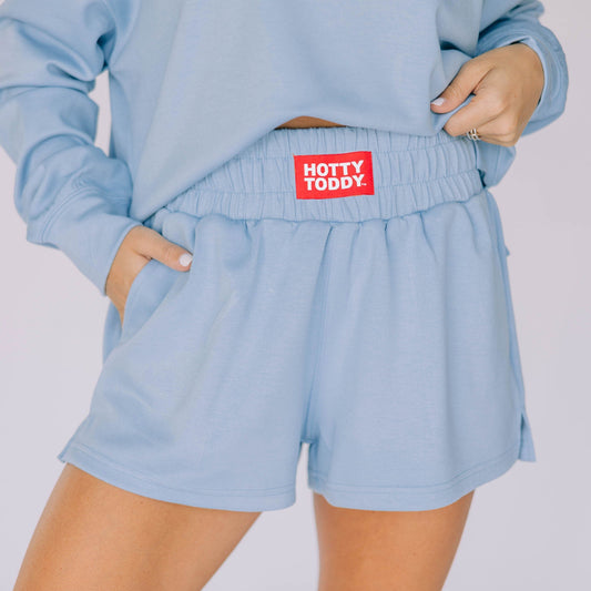 The Ava Airy Shorts Hotty Toddy Woven Label | Light Blue