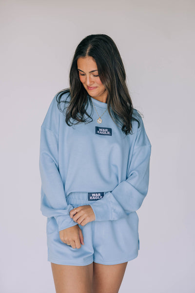 The Light Blue Ava Airy Crewneck | War Eagle Woven Label