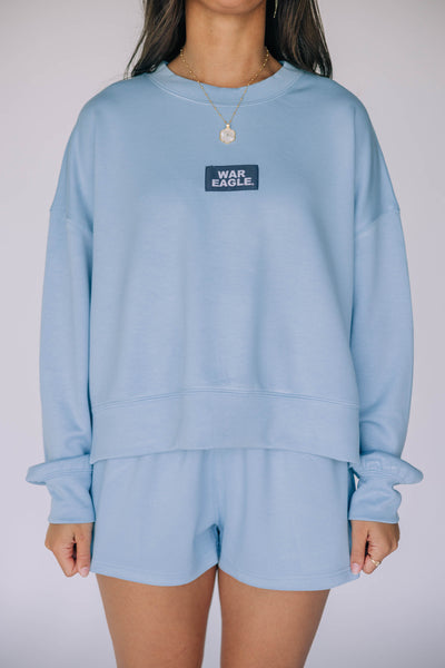 The Light Blue Ava Airy Crewneck | War Eagle Woven Label