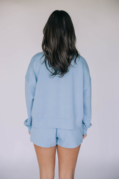 The Light Blue Ava Airy Crewneck | War Eagle Woven Label