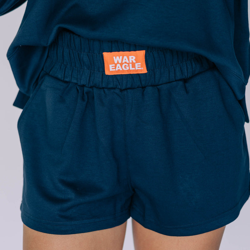 The Navy Ava Airy Shorts | War Eagle Woven Label
