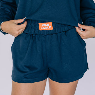 The Ava Airy Shorts War Eagle Woven Label | Navy