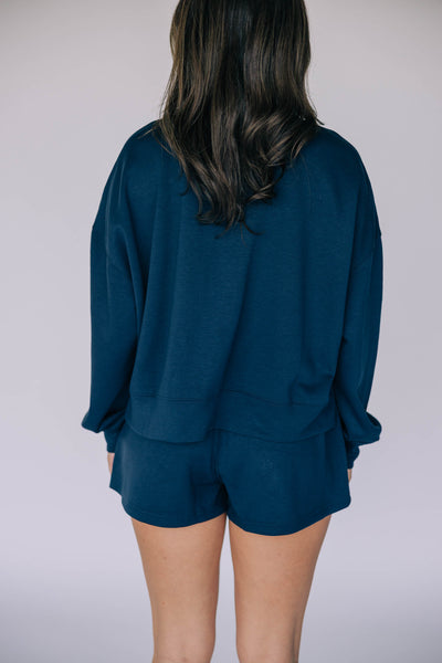 The Navy Ava Airy Shorts | War Eagle Woven Label