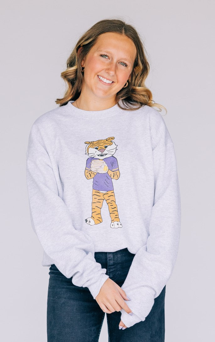 The Pitching Mike the Tiger | Ash Sweatshirt