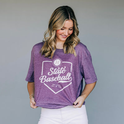 The MSU Baseball Plate | Heather Maroon Tee
