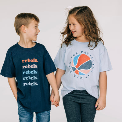 The Red & Navy Basketball | Light Blue Youth Tee