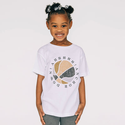 The Black & Gold Basketball | White Youth Tee