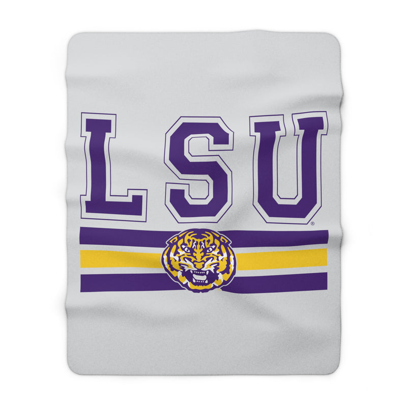 The LSU Stripe Tigers Logo | Sherpa Fleece Blanket