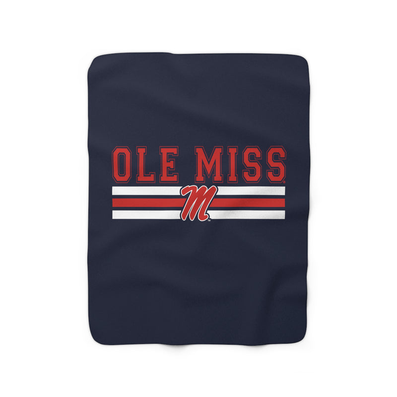 The Ole Miss M Logo Stripes | Sherpa Fleece Blanket