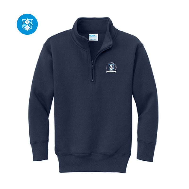 The ACA Logo | Embroidered Navy 1/4-Zip Pullover Youth Sweatshirt