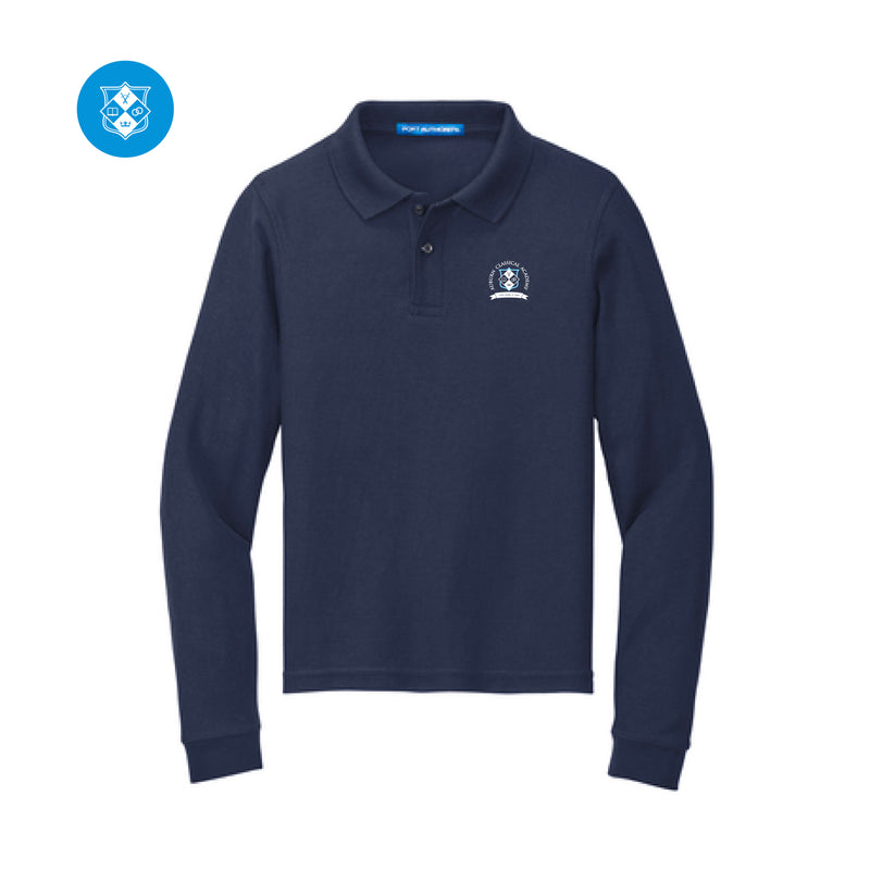 The ACA Logo | Embroidered Navy Youth Long Sleeve Polo