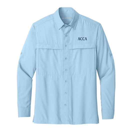 The ACCA Logo | Adult Embroidered Light Blue Long Sleeve Shirt