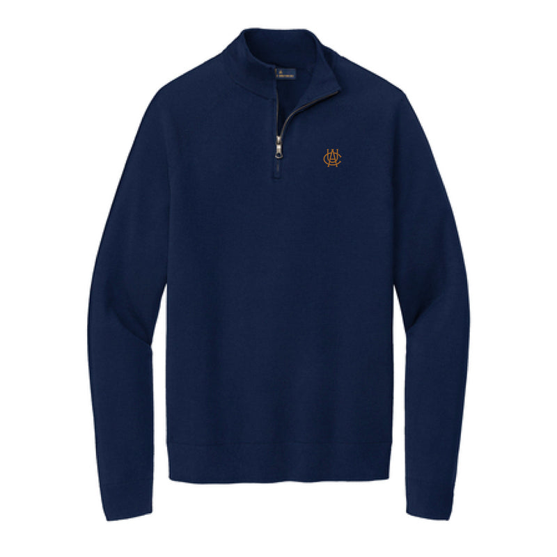 The ACU Logo | Embroidered Navy Blazer 1/4-Zip Sweater