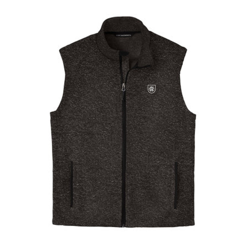 The ACU Logo | Embroidered Black Heather Sweater Vest