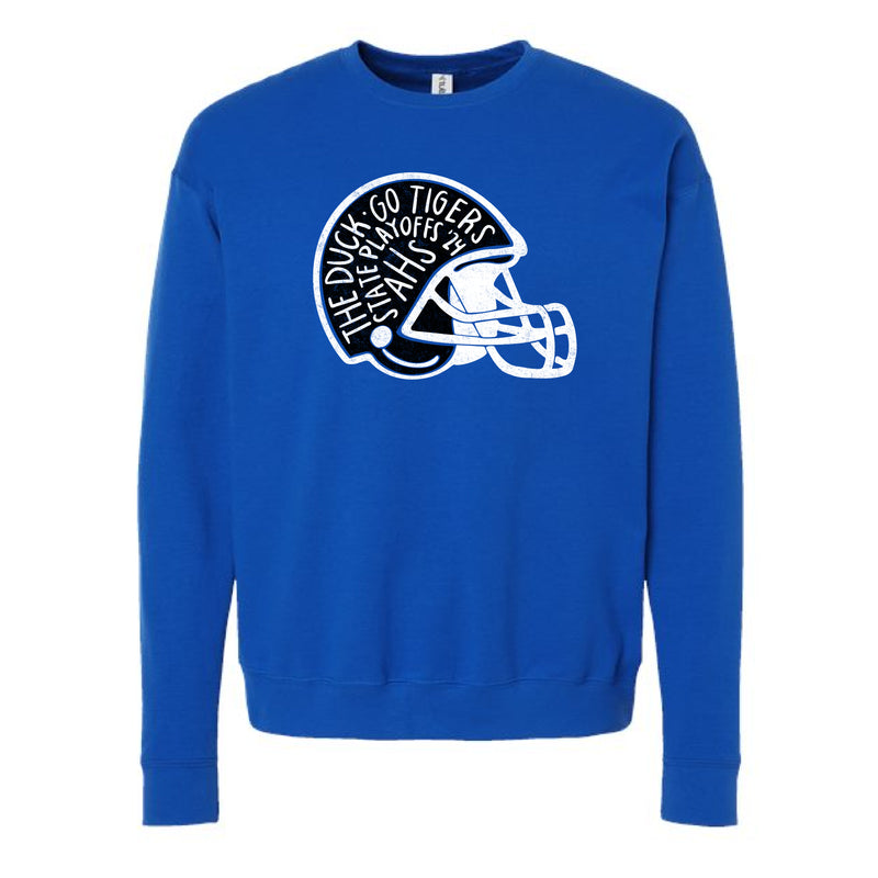 The AHS Playoffs Helmet | Royal Crewneck Sweatshirt