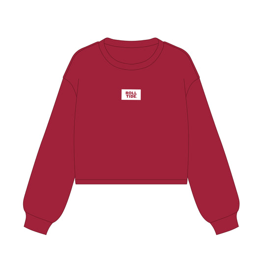 The Becca Crewneck Roll Tide Woven Label | Youth Crimson
