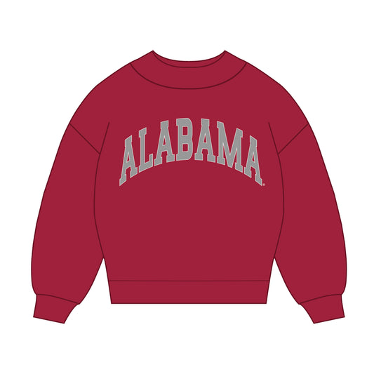The Madi Classic Mockneck Alabama Applique | Youth Crimson