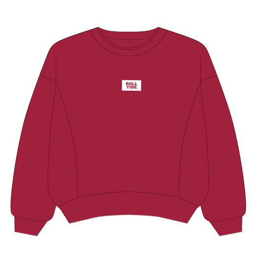 The Molly Corded Crew Roll Tide Woven Label | Crimson
