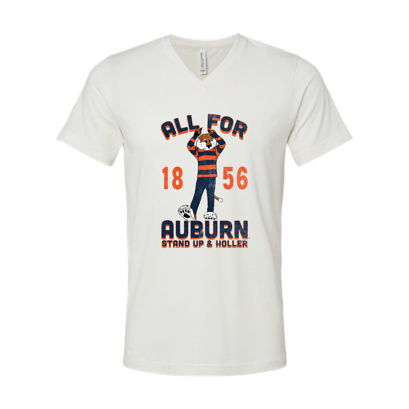 The All for Auburn Aubie | Vintage White V-Neck Tee