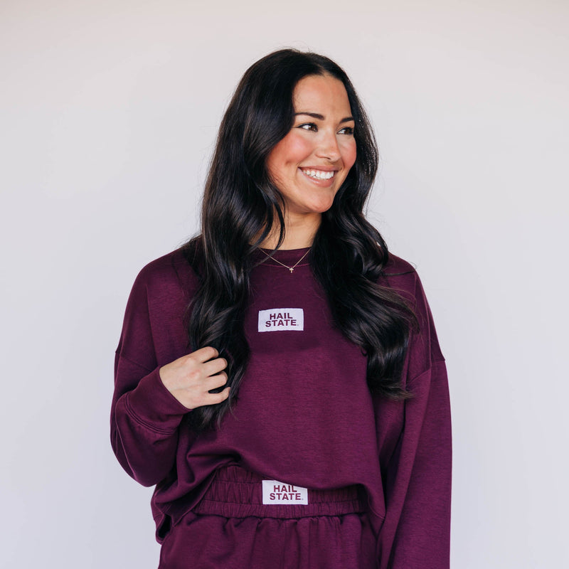 The Maroon Ava Airy Crewneck | Hail State Woven Label