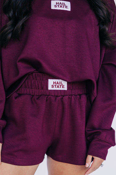 The Maroon Ava Airy Shorts | Hail State Woven Label