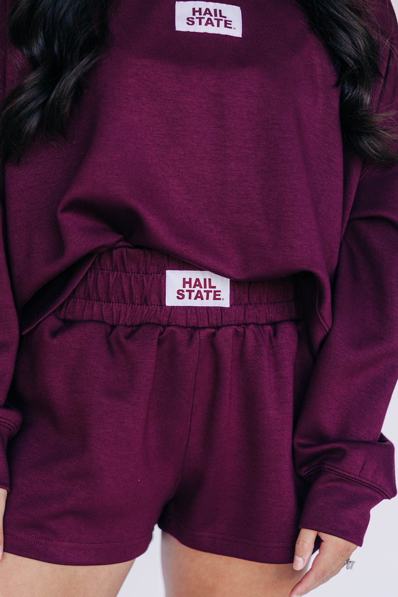 The Maroon Ava Airy Shorts | Hail State Woven Label
