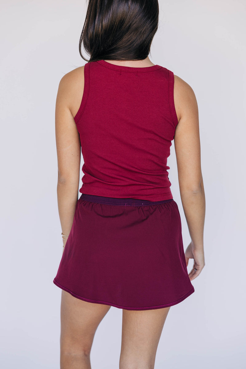The Maroon Alli Airy Tennis Skirt | Hail State Woven Label